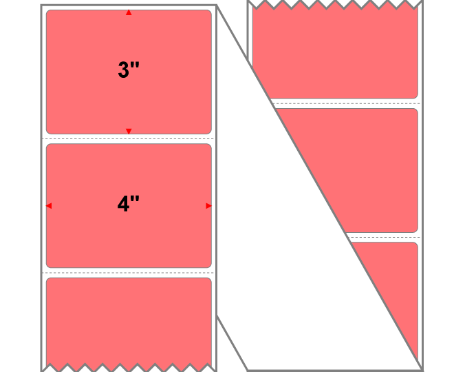 Fanfolded - 4 X 3 Premium Paper Thermal Transfer Label - Fluorescent Red 805 - Permanent