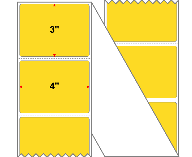 Fanfolded - 4 X 3 Premium Paper Direct Thermal Label - PMS 115 Yellow/Orange 115 - Permanent