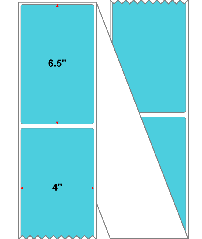 Fanfolded - 4 X 6.5 Premium Paper Direct Thermal Label - PMS 3105 Light Aqua 3105 - Permanent