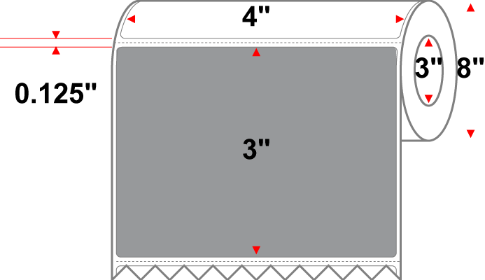 4 X 3 Premium Paper Thermal Transfer Label - Perforated - PMS Cool Gray 7 (Dark) Gray 7 - 8" Roll - Permanent