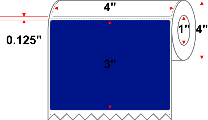 4 X 3 Premium Paper Direct Thermal Label - Perforated - PMS Reflex Blue Reflex Blue - 4" Roll - Permanent
