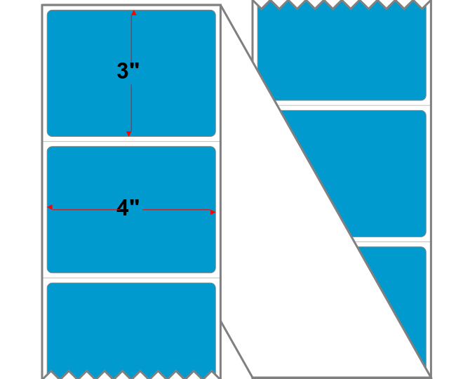 Fanfolded - 4 X 3 Premium Paper Thermal Transfer Label - Fluorescent Blue 801 - Permanent