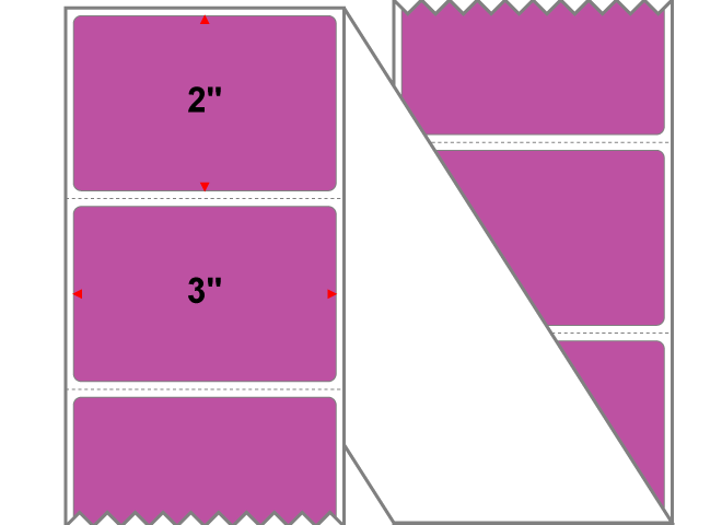 Fanfolded - 3 X 2 Premium Paper Direct Thermal Label - PMS 247 Dark Purple 247 - Permanent