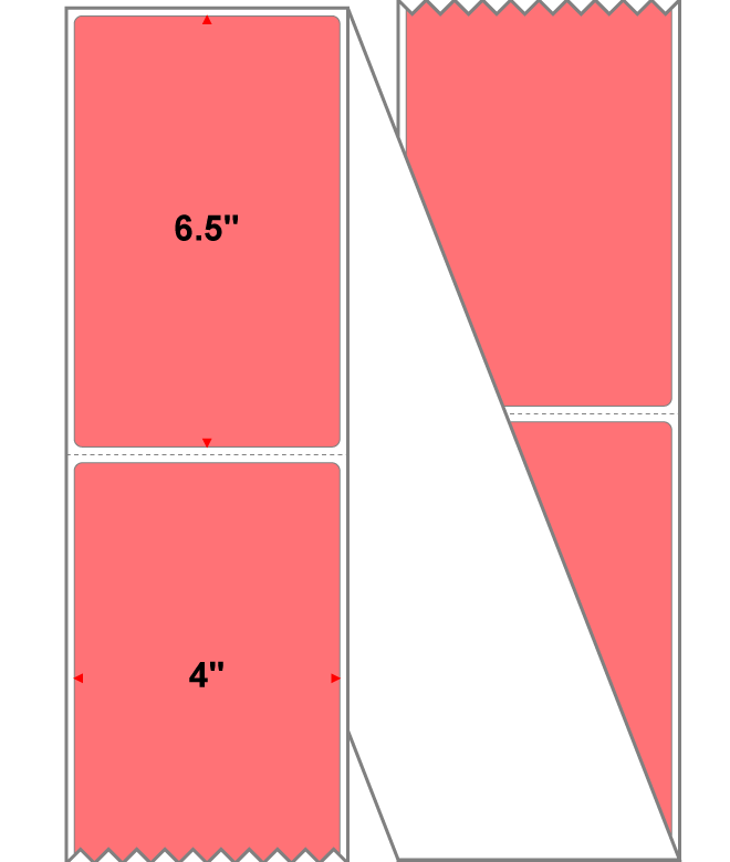 Fanfolded - 4 X 6.5 Premium Paper Thermal Transfer Label - Fluorescent Red 805 - Permanent