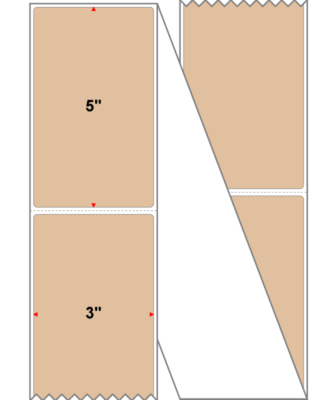 Fanfolded - 3 X 5 Premium Paper Thermal Transfer Label - PMS 726 Brown 726 - Permanent