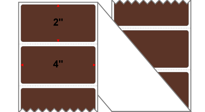 Fanfolded - 4 X 2 Premium Paper Direct Thermal Label - PMS 4695 Dark Brown 4695 - Permanent