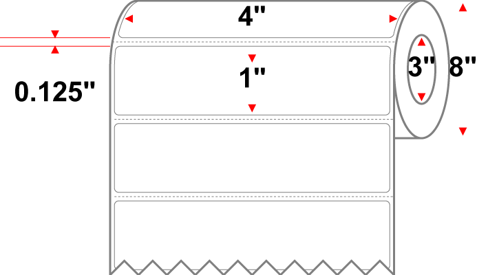 4 X 1 Thermal Transfer RFID Label | Alien Squiggle - ALN-9840 | RFT-4-1-ALN9840-5000-3