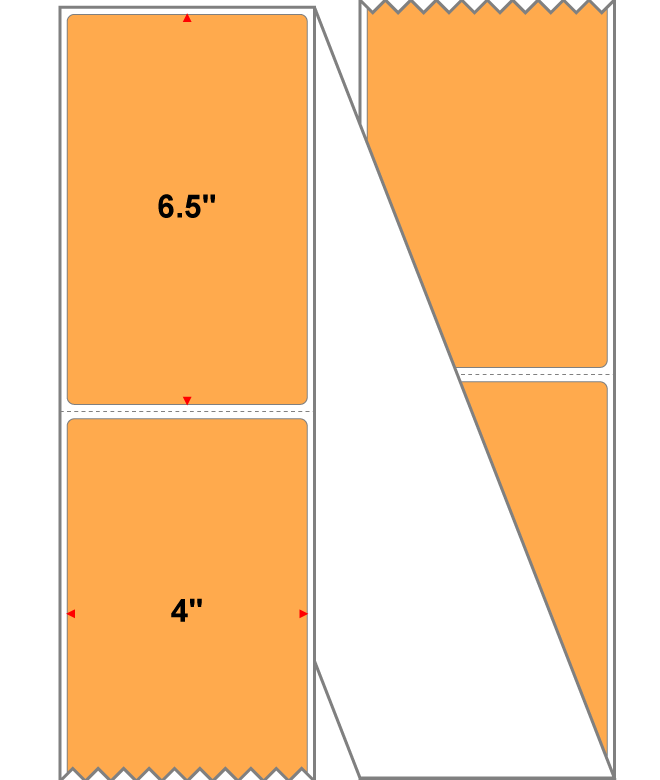 Fanfolded - 4 X 6.5 Premium Paper Thermal Transfer Label - Fluorescent Orange 804 - Permanent