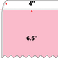 4 X 6.5 Premium Paper Thermal Transfer Label - Perforated - PMS 182 Pink 182 - 8" Roll - Permanent