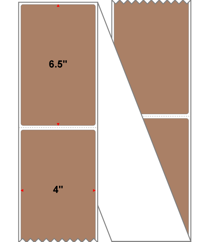 Fanfolded - 4 X 6.5 Premium Paper Thermal Transfer Label - PMS 479 Brown 479 - Permanent