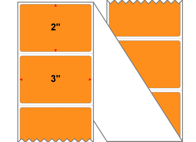 Fanfolded - 3 X 2 Premium Paper Direct Thermal Label - PMS 1495 Orange/Peach 1495 - Permanent