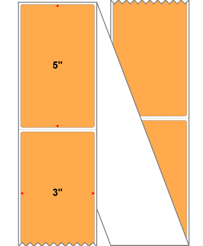 Fanfolded - 3 X 5 Premium Paper Thermal Transfer Label - Fluorescent Orange 804 - Permanent