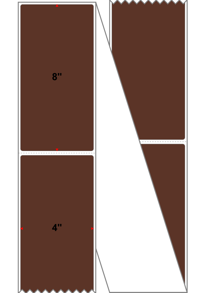 Fanfolded - 4 X 8 Premium Paper Direct Thermal Label - PMS 4695 Dark Brown 4695 - Permanent