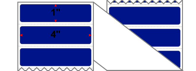 Fanfolded - 4 X 1 Premium Paper Direct Thermal Label - PMS Reflex Blue Reflex Blue - Permanent