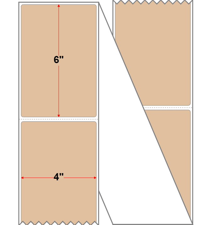 Fanfolded - 4 X 6 Premium Paper Thermal Transfer Label - Tan 726 - Permanent