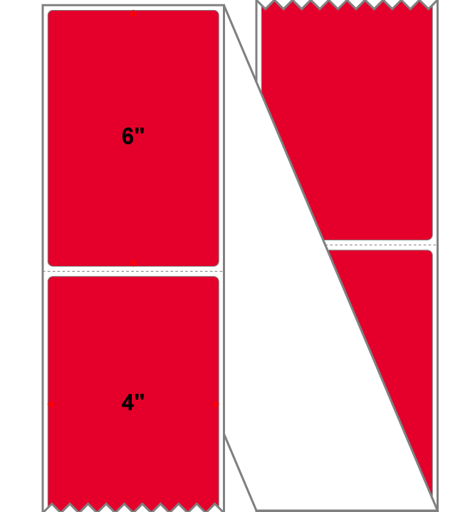 Fanfolded - 4 X 6 Premium Paper Direct Thermal Label - PMS 185 Red 185 - Permanent