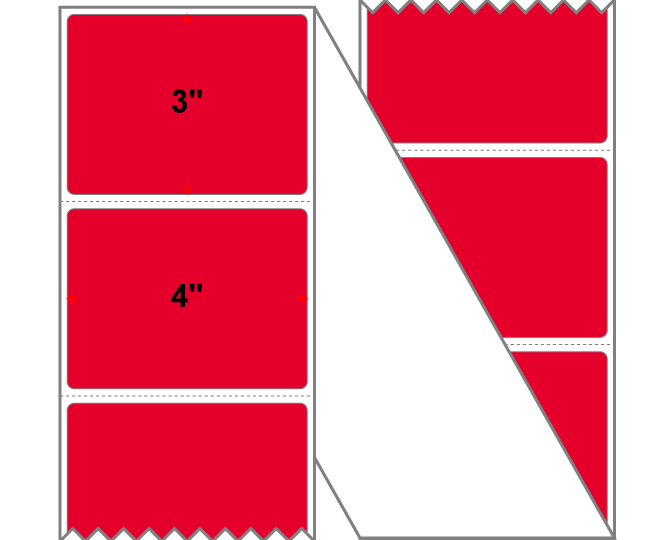 Fanfolded - 4 X 3 Premium Paper Direct Thermal Label - PMS 185 Red 185 - Permanent
