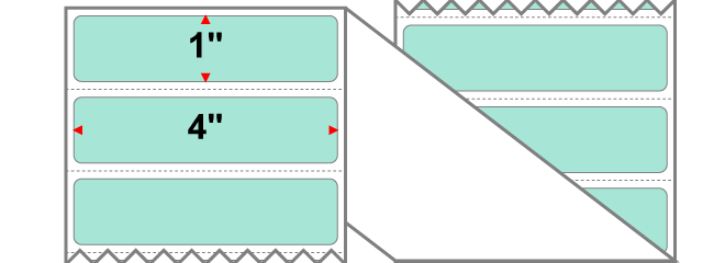 Fanfolded - 4 X 1 Premium Paper Thermal Transfer Label - PMS 331 Light (Mint) Green 331 - Permanent