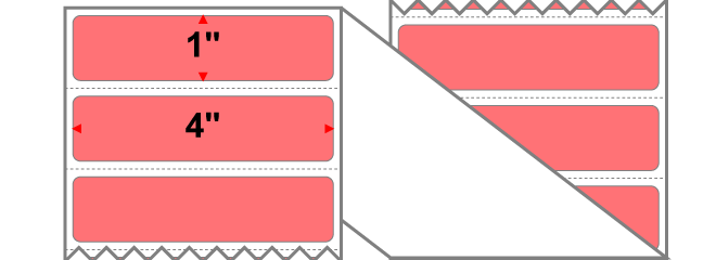 Fanfolded - 4 X 1 Premium Paper Thermal Transfer Label - Fluorescent Red 805 - Permanent