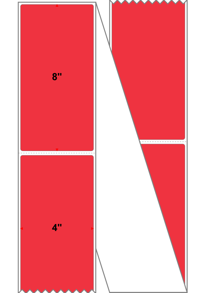 Fanfolded - 4 X 8 Premium Paper Thermal Transfer Label - PMS 032 Red 32 - Permanent