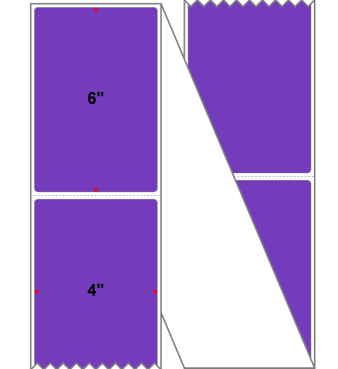 Fanfolded - 4 X 6 Premium Paper Direct Thermal Label - PMS 266 Violet 266 - Permanent