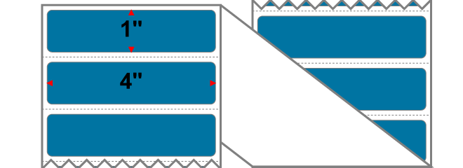 Fanfolded - 4 X 1 Premium Paper Thermal Transfer Label - PMS 307 Dark Aqua 307 - Permanent