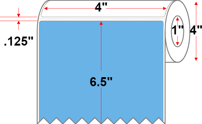 4 X 6.5 Premium Paper Direct Thermal Label - Perforated - Blue 292 - 4" Roll - Permanent