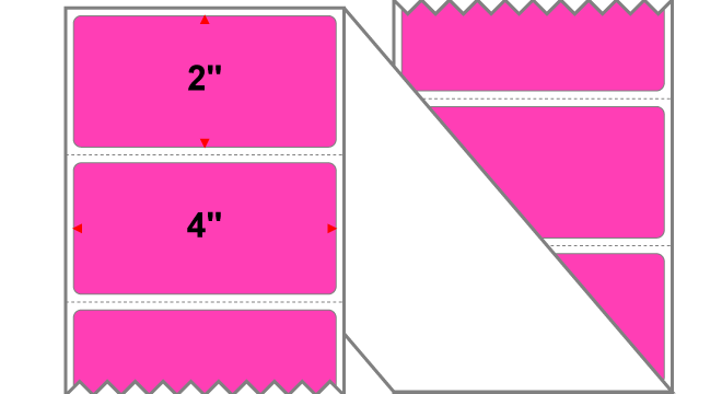 Fanfolded - 4 X 2 Premium Paper Thermal Transfer Label - Fluorescent Pink 806 - Permanent