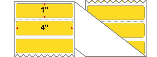 Fanfolded - 4 X 1 Premium Paper Thermal Transfer Label - PMS 115 Yellow/Orange 115 - Permanent