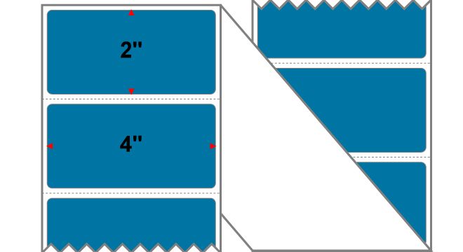 Fanfolded - 4 X 2 Premium Paper Thermal Transfer Label - PMS 307 Dark Aqua 307 - Permanent