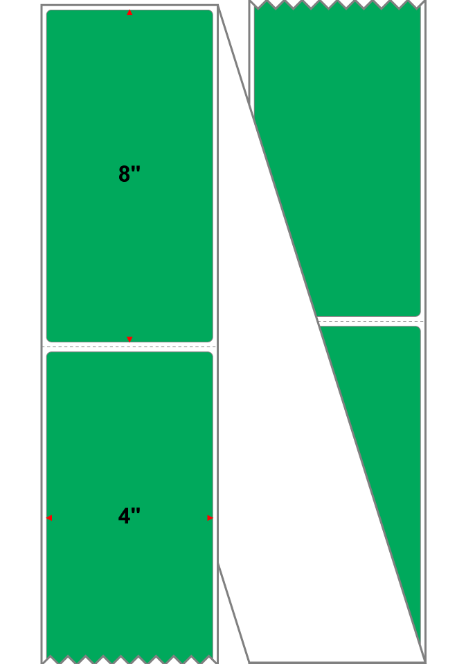 Fanfolded - 4 X 8 Premium Paper Direct Thermal Label - PMS 354 Green 354 - Permanent