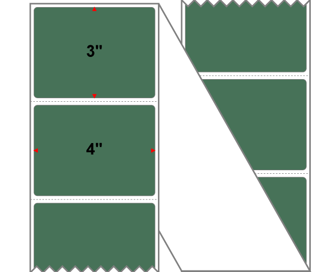 Fanfolded - 4 X 3 Premium Paper Thermal Transfer Label - PMS 349 Forest Green 349 - Permanent