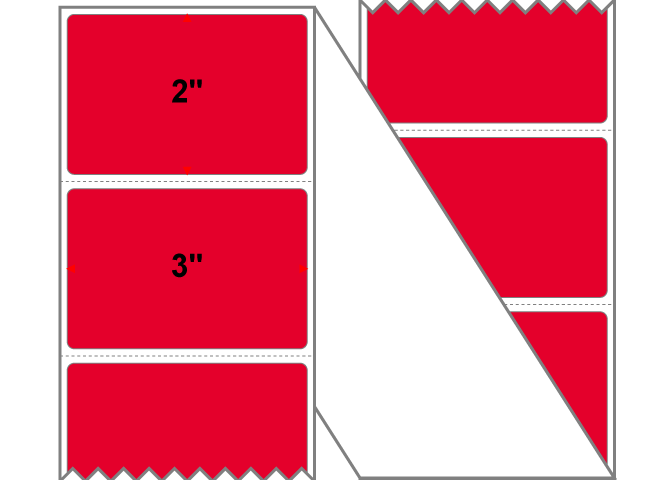 Fanfolded - 3 X 2 Premium Paper Direct Thermal Label - PMS 185 Red 185 - Permanent