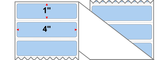 Fanfolded - 4 X 1 Premium Paper Thermal Transfer Label - PMS 277 Light Blue 277 - Permanent