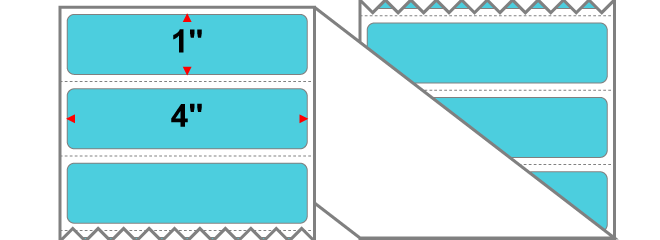 Fanfolded - 4 X 1 Premium Paper Direct Thermal Label - PMS 3105 Light Aqua 3105 - Permanent