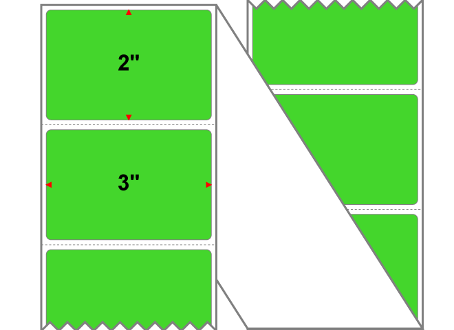 Fanfolded - 3 X 2 Premium Paper Thermal Transfer Label - Fluorescent Green 802 - Permanent