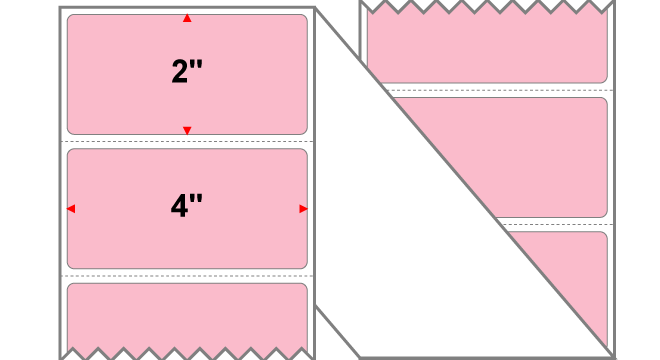 Fanfolded - 4 X 2 Premium Paper Thermal Transfer Label - PMS 182 Pink 182 - Permanent