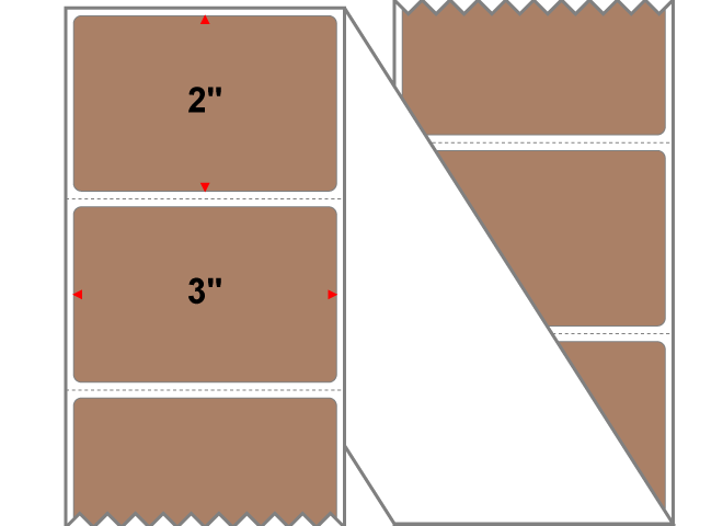 Fanfolded - 3 X 2 Premium Paper Direct Thermal Label - PMS 479 Brown 479 - Permanent