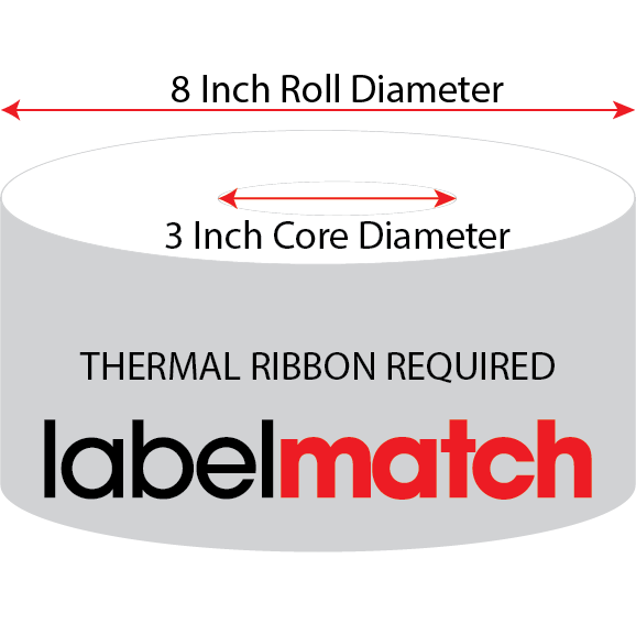 5 X 2.5 Premium Paper Thermal Transfer Label - Perforated - White - 8" Roll - Permanent
