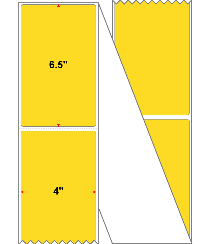 Fanfolded - 4 X 6.5 Premium Paper Thermal Transfer Label - PMS 115 Yellow/Orange 115 - Permanent