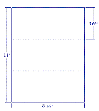 8.5" X 3.66" Laser/Inkjet Label-3 Per Sheet, 100 Sheets Per Pack, White, Permanent
