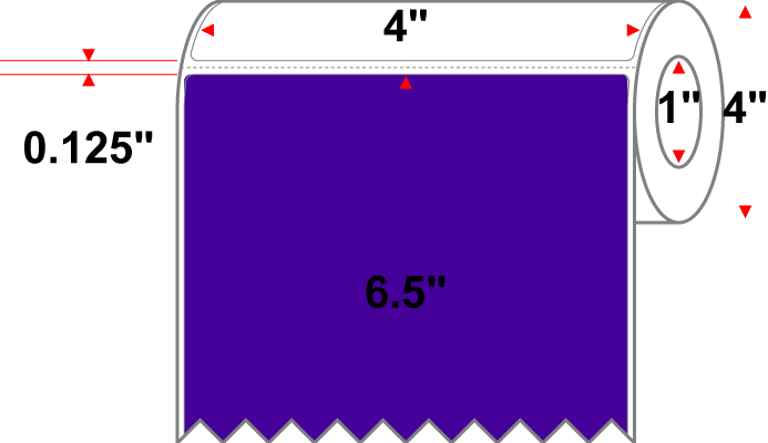 4 X 6.5 Premium Paper Thermal Transfer Label - Perforated - Pantone Violet (Dark) Pantone Violet (Dark) - 4" Roll - Permanent