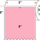 3 X 5 Premium Paper Thermal Transfer Label - Perforated - PMS 1767 Pink 1767 - 8" Roll - Permanent