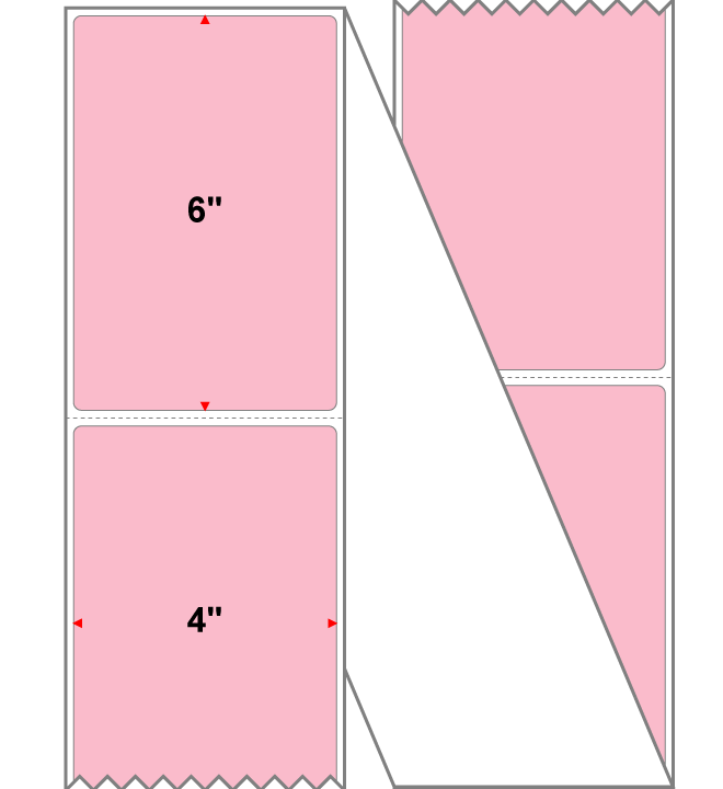Fanfolded - 4 X 6 Premium Paper Thermal Transfer Label - PMS 182 Pink 182 - Permanent