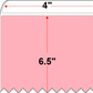 4 X 6.5 Premium Paper Thermal Transfer Label - Perforated - Pink 176 - 8" Roll - Permanent