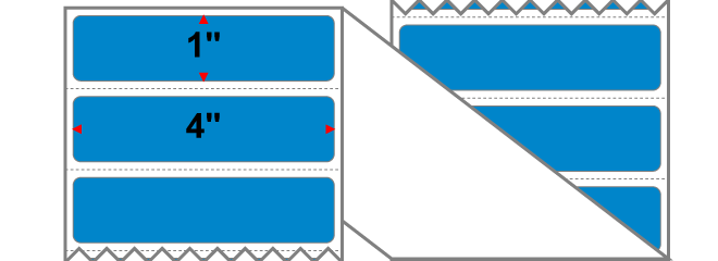 Fanfolded - 4 X 1 Premium Paper Thermal Transfer Label - Process Blue Process Blue - Permanent