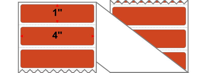 Fanfolded - 4 X 1 Premium Paper Direct Thermal Label - PMS 173 Dark Orange 173 - Permanent