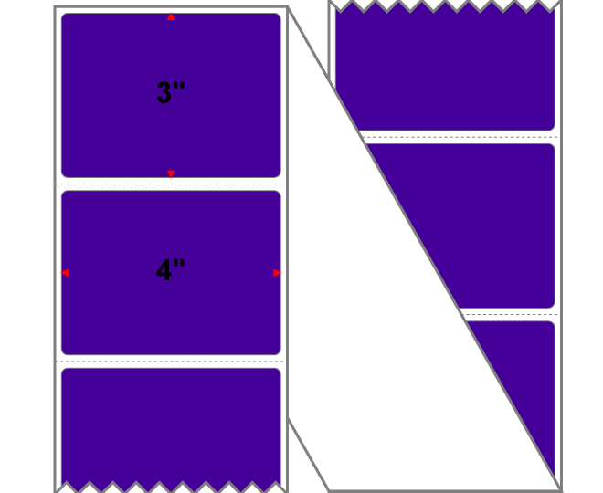Fanfolded - 4 X 3 Premium Paper Thermal Transfer Label - Pantone Violet (Dark) Pantone Violet (Dark) - Permanent