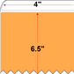 4 X 6.5 Premium Paper Thermal Transfer Label - Perforated - FL Orange 804 - 8" Roll - Permanent