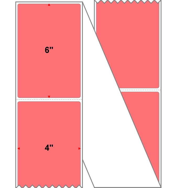 Fanfolded - 4 X 6 Premium Paper Thermal Transfer Label - Fluorescent Red 805 - Permanent